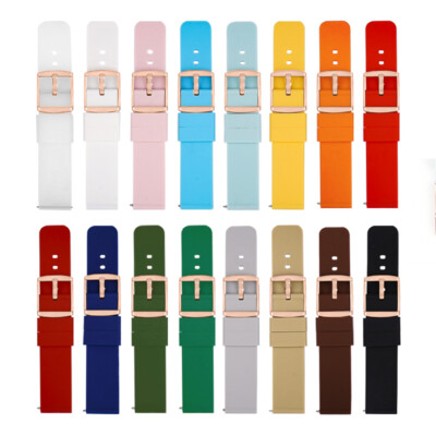 ROSE GOLD WINGED BUCKLE SILICONE RUBBER WATCH STRAP 12MM 24MM QUICK RELEASE UK