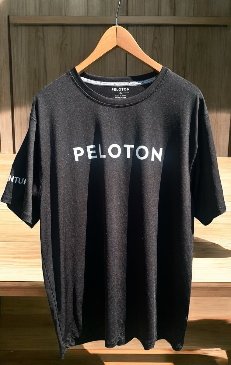 Peloton Shirt Mens XL Black Short Sleeve Active Cotton Indoor