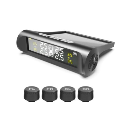 #ad Tire Pressure Monitoring System Wireless Solar Power and USB Charger Monitor。 $26.99