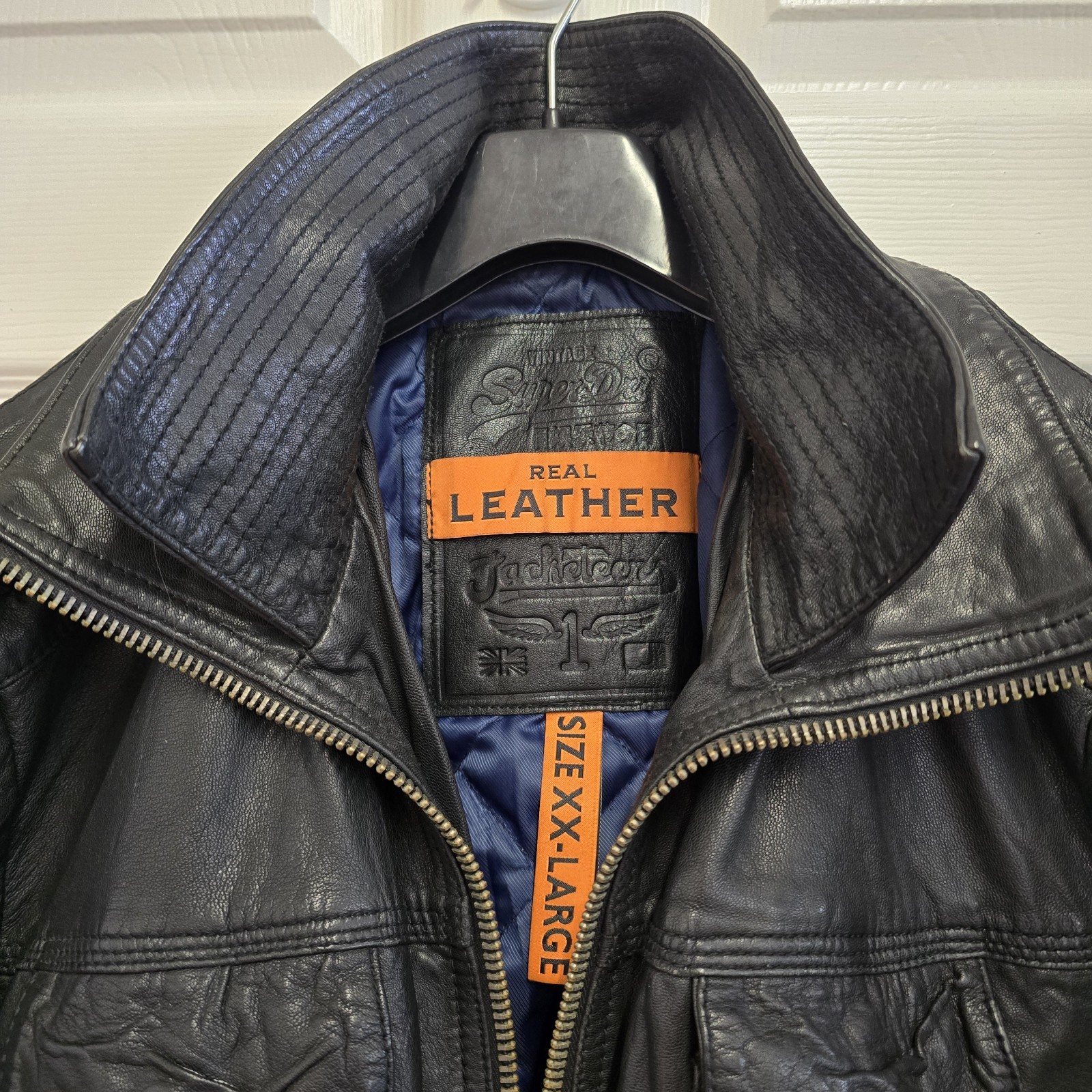 Vintage Japan Design Superdry Brad Leather Black Pocket Zip Jacket LGB Style image 9