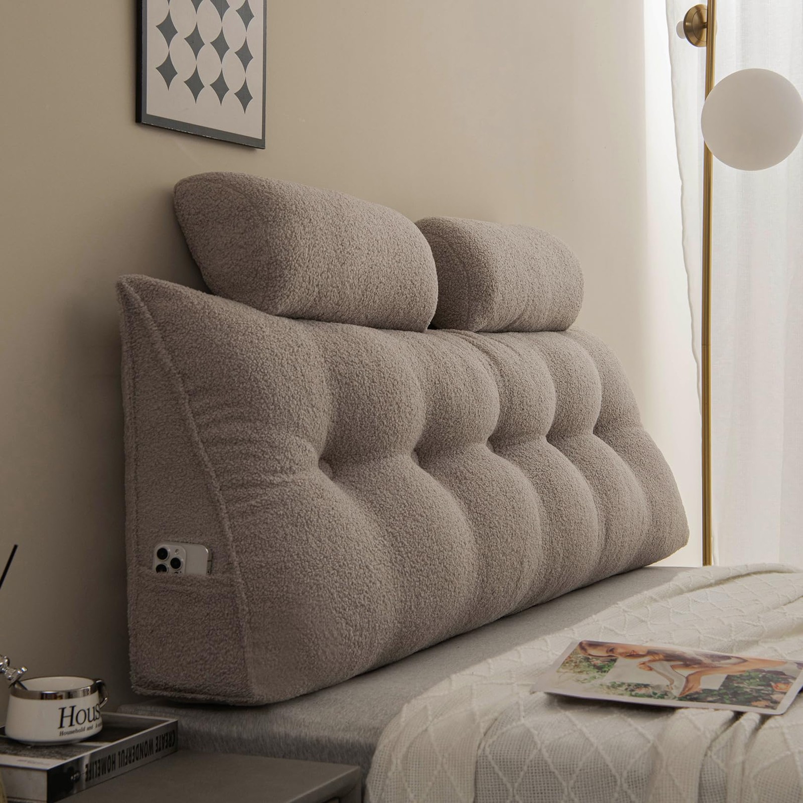 Wedge Headboard Pillow King Size Headboard Pillow,Headboard Wedge Pillow with...-image