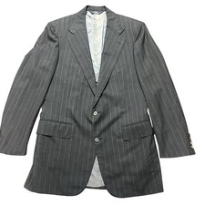 Vintage Polo Ralph Lauren Blazer Mens Black Pinstripe Coat Italy 42R Virgin Wool