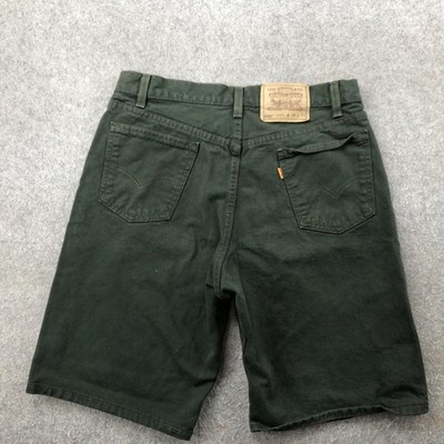 Vintage Levis 550 Shorts Mens 34 Green Orange Tab Relaxed Fit Denim  USA 90s