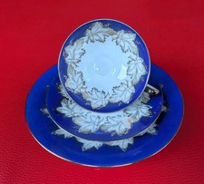 1956 Bareuther Bavaria Sammeltasse Sammelgedeck Gold Blau Blätter Kaffee Tee Set