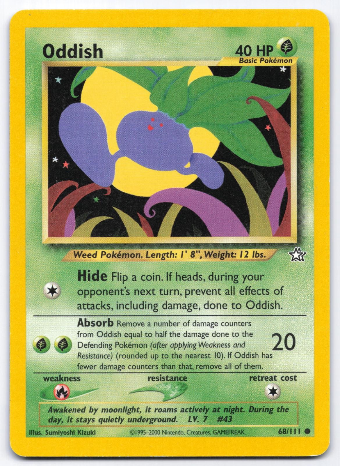 Oddish 68/111 Neo Genesis Common Pokemon Card Sumiyoshi Kizuki LP