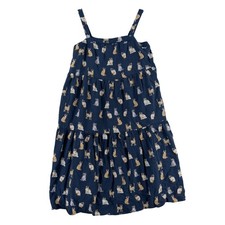 Uniqlo Dress Girls 11-12 Blue Cat Print Paul & Joe Sundress Tiered Ruffle