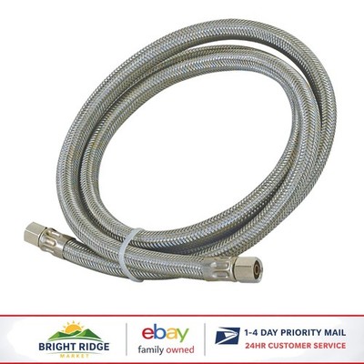 Durable Ice Maker Connector, 1/4 Inch Compression with Stainless Steel Braiding