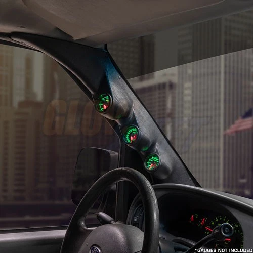Pod medidor de pilar triplo preto GlowShift 52mm para van Ford E-Series 2003-2008 - Imagem 2 de 3