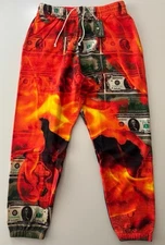Denim Tears Designer “Burn It” Sweatpants Multicolor