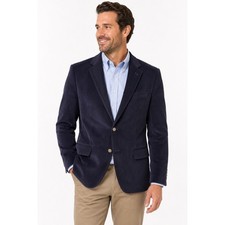 Lands End Mens 43 Reg Corduroy Blazer Navy Blue 2-Button Sport Coat Jacket
