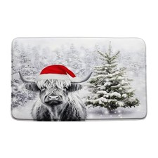 Highland Cow Bath Mat Farm Animal Longhorn Bull Rustic Farmhouse Winter