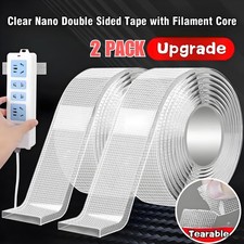2 Rolls Grid Double Sided Tape Heavy Duty Nano Adhesive Tape Clear Mounting Tape
