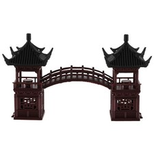 Miniature Pagoda Figurine: Mini Pavilion with Bridge Statue Bonsai Decor for