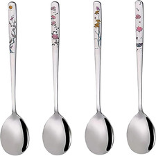 Korean Soup Spoons, 18/8 Stainless Steel Long Handle 8 Inch Tablespoon, Asian Me