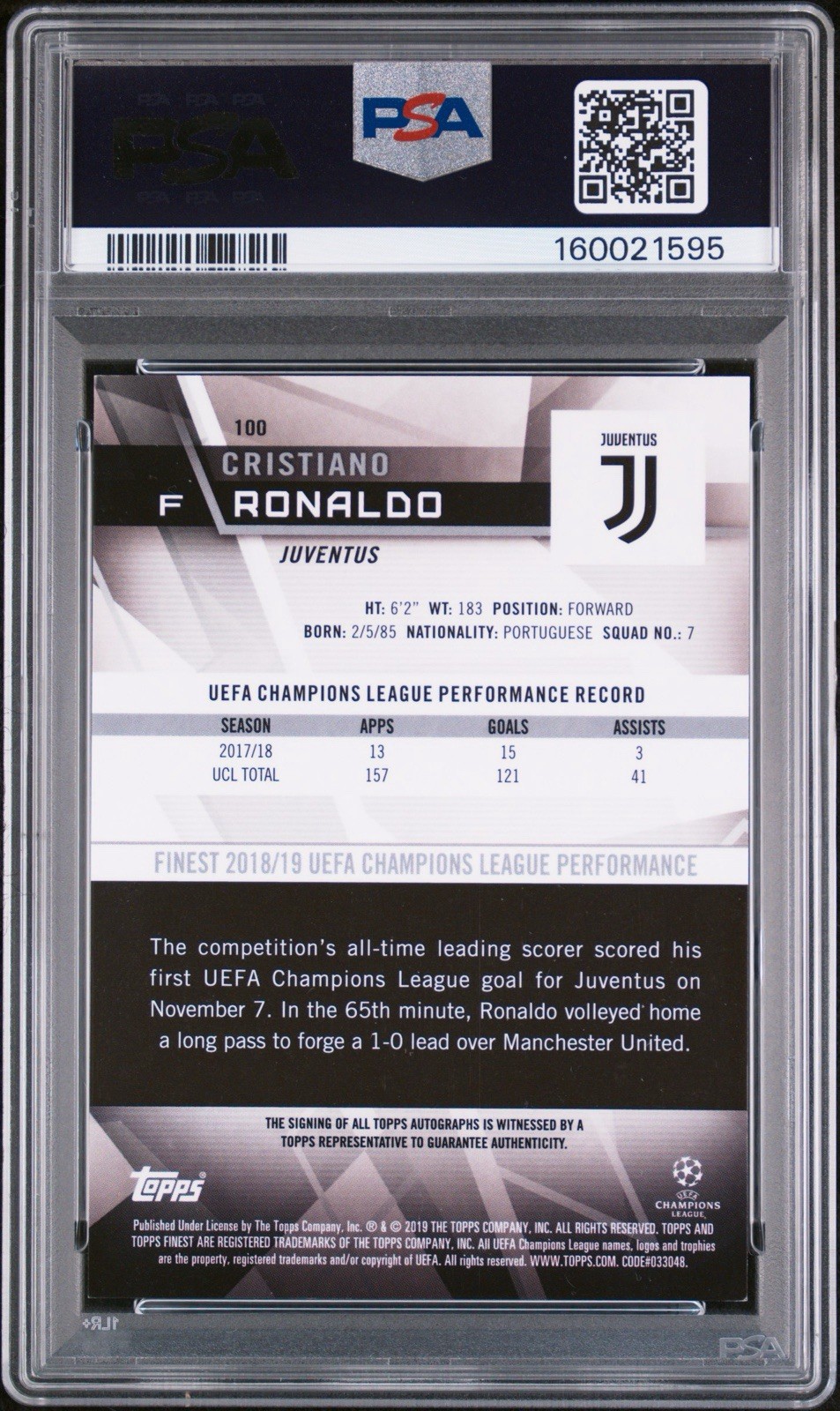 2018 FINEST UCL CRISTIANO RONALDO /25 AUTO-ORANGE WAVE REF PSA 8 AUTO 9! view 2