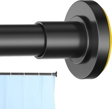 Black Shower Curtain Rod 31 to 80 Inch,1 Inch Diameter Adjustable Spring Tension