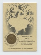 DORIS HART 1951 SCARCE WHEAT CENT PENNY TENNIS COIN CARD