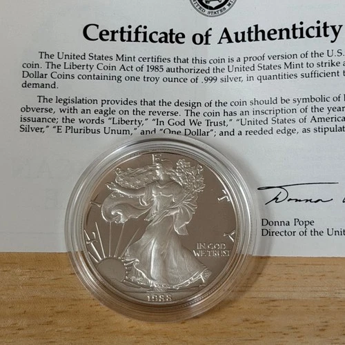 1988-S American Eagle 1 oz Silver Proof Coin (w/Box & COA)