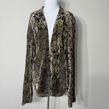 Chicos 3 Jacket Topper Womens XL Crinkle Velvet Burnout Sheer Brown Whimsigoth
