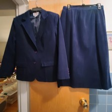 Vintage Ultra Suede Navy Blue Skirt Suit Size 14