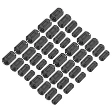 40Pcs 4Size Clip-on Ferrite Ring Core, Noise Filter Cable Clip EMI RFI Black