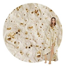 Burritos Tortilla Blanket, Realistic Food Wrap Blanket Double 47 inches Beige