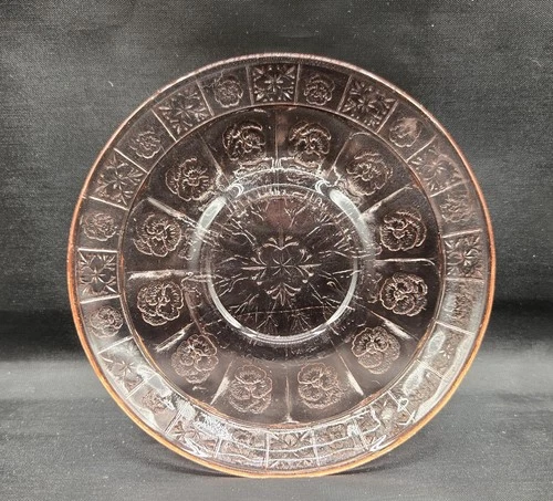 Jeannette Doric & Pansy Pink Depression Glass Plate 4.5" UV Glow