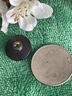 Vtg Antique Ornate Jet Black Glass Picture Button Countryside Cows Brass Shank — photo 2