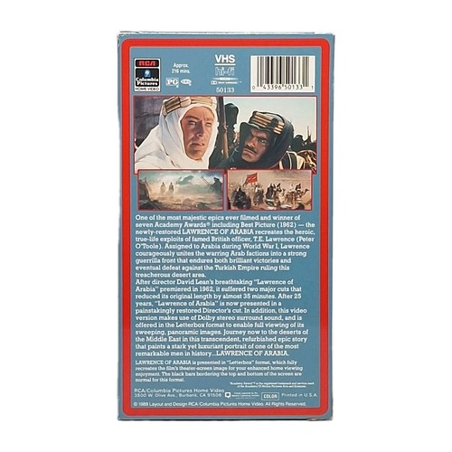 Lawrence of Arabia (VHS, 1992, Restored Version) Very Good Condition OOP - Picture 2 of 6