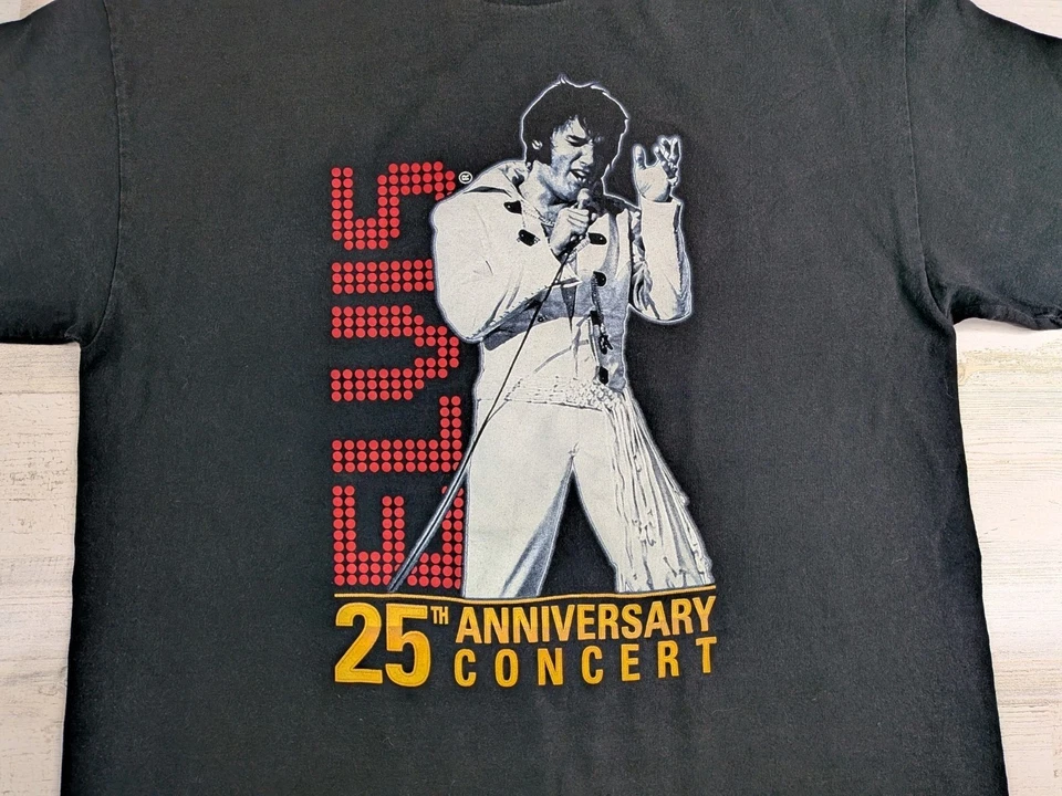 Camisa de colección 2002 Elvis para hombre extra grande 25 aniversario concierto doble cara Foto 3 de 4
