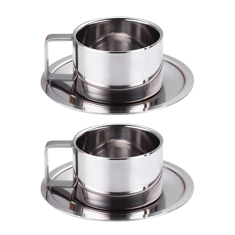  2 Sets Tazzina Da Caffè Tazzine Caffe Tazza Acciaio Inossidabile Tazze - Immagine 2 di 4