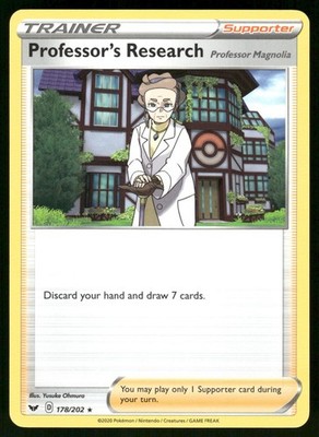Professor's Research (Professor Magnolia) 178/202 Holo Sword & Shield Pokemon NM