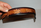 NEAT UNFINISHED 51" LONG LEATHER BELT WITH BUDWEISER BEER IN BROWN — photo 2