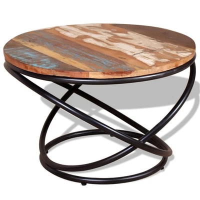 Table Basse de Salon Bois de Récupération Massif 60 x 60 x 40 cm vidaXL - Photo 1/2