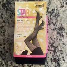 SPANX Star Power Backdrop Black Stage Patterned Shaping Tights  Size D