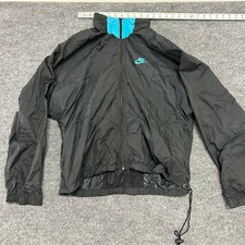 Nike Windbreaker Jacket Mens Size M Black Teal Vintage 90s Full Zip Mesh Lined