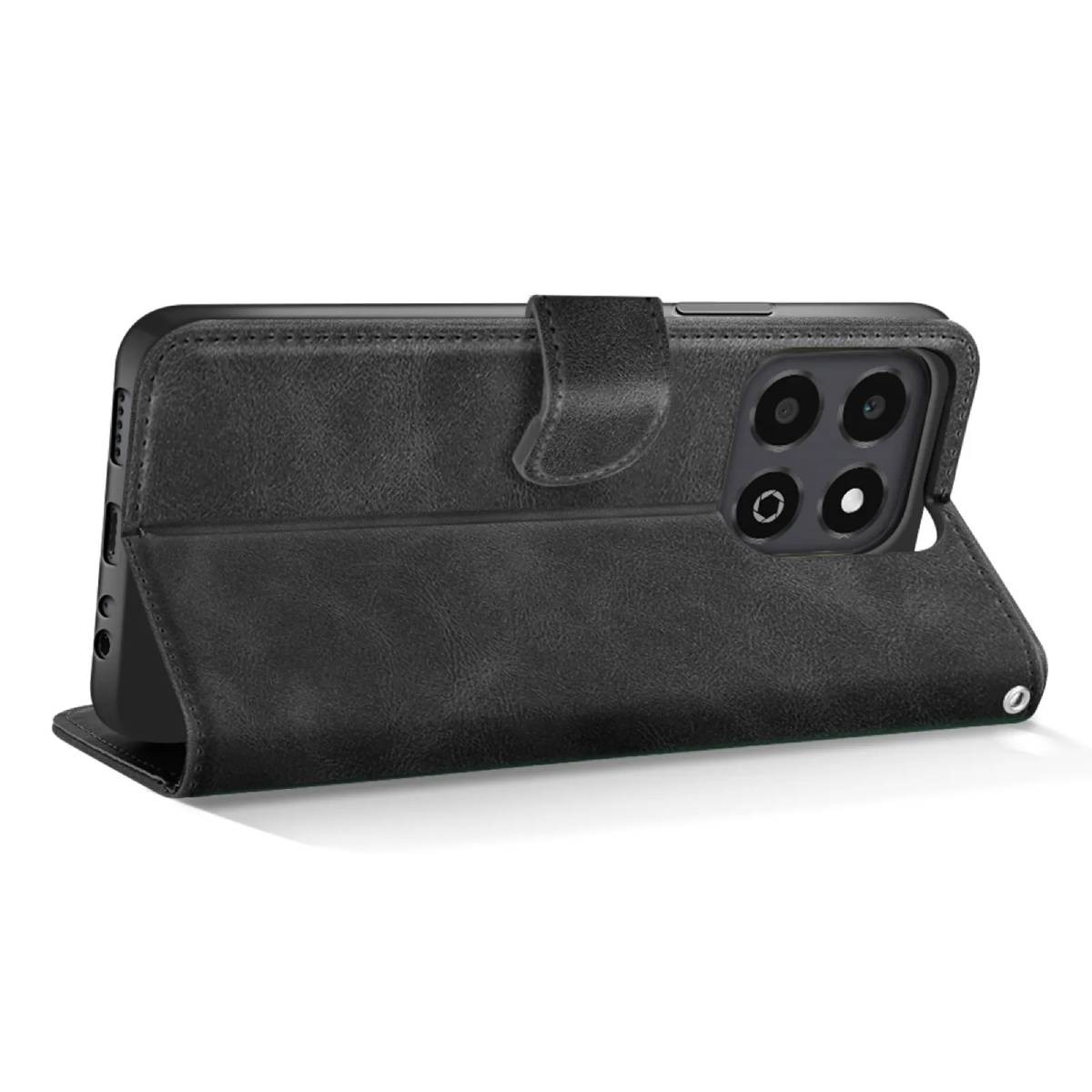 Etui portefeuille Honor X6b Avizar antichoc noir en cuir synthetique