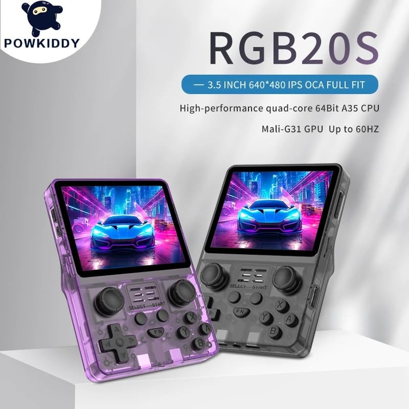 POWKDDY RGB20S Retro Handheld Konsole – 3,5" IPS Screen, 128GB, 20.000+ Spiele, Linux System, Tragbar Mit 3500mAh Akku