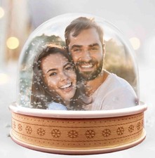 Personalised Personalized Christmas wooden SNOW GLOBE gift Photo Dome Shaker
