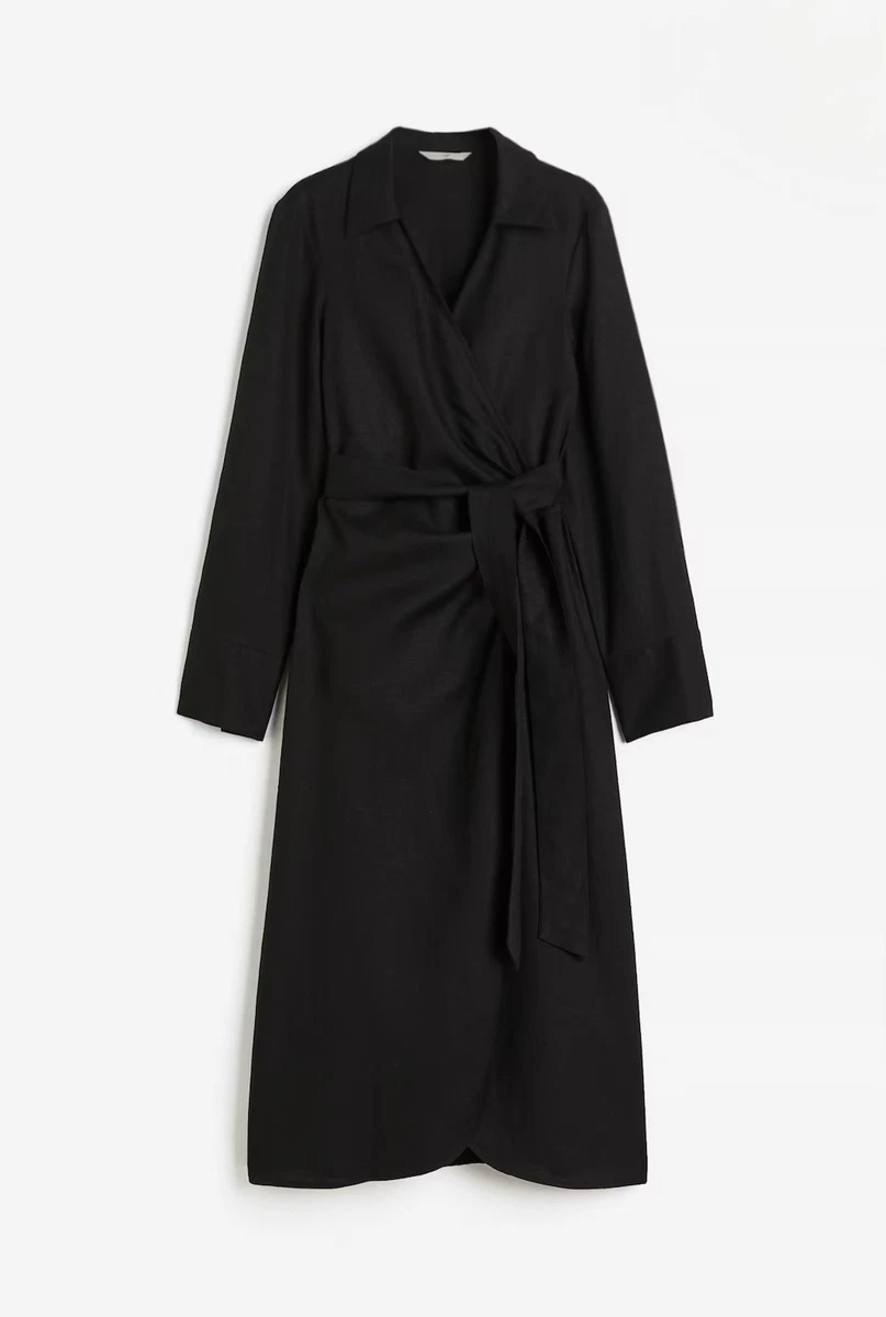 h and m wrap dress & Pleated Wrapover New with Tags Inverted box pleats at the top and a gently rounded hem H&M Long Sleeve Wrap Dresses