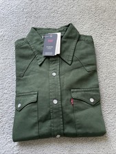 Levis Western Green Men’s Small Shirt Pearl Snap Long Sleeves New