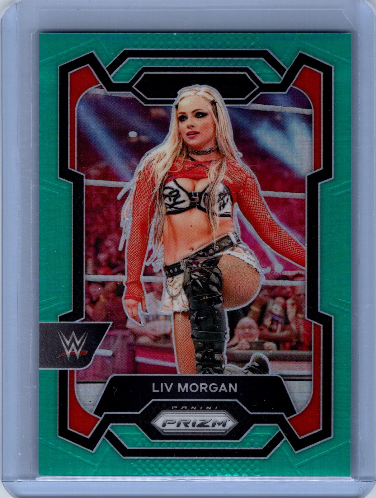 2024 Panini Prizm WWE Liv Morgan #/49 Teal Prizms 177 SP Parallel