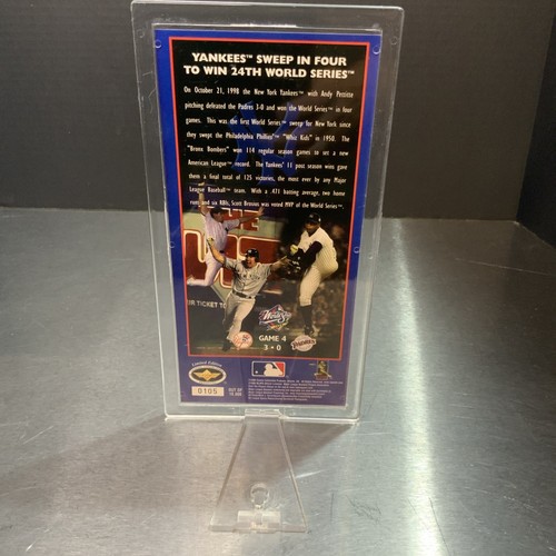 New York Yankees 1998 World Series commemorative ticket Display - Picture 4 of 6