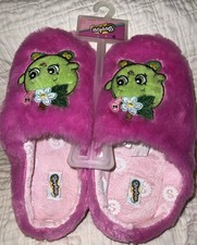 Shopkins Plush Slippers Size Large 2-3 Apple Blossom Fuzzy Hot Pink BNWT
