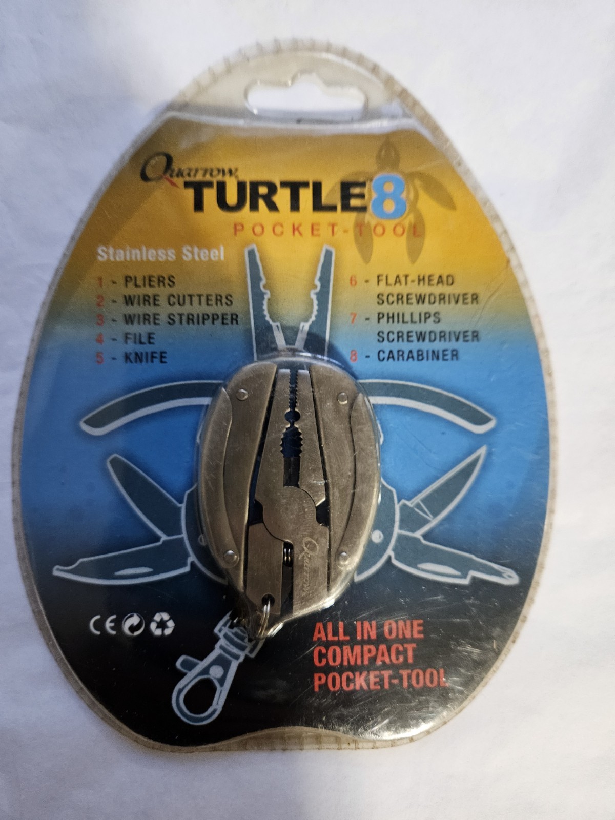 Quarrow TURTLE 8 POCKET TOOL STAINLESS STEEL COMPACT SIZE 7MMX35MMX50MM All In 1