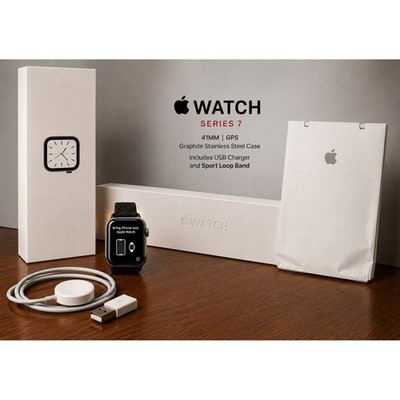 Apple Watch Series 7 41mm Graphite Stainless Steel GPS Original Box