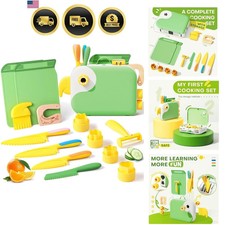 Kids Cooking Set with Storage Box Safe Montessori Kitchen Tools for Toddlers
