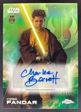 2025 Topps Chrome Star Wars Charlie Barnett Yord Fandar Auto Green /99 #A-CH