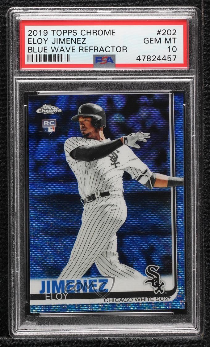 2019 Topps Chrome Blue Wave Refractor 58/75 Eloy Jimenez #202 PSA 10 GEM MT v9t