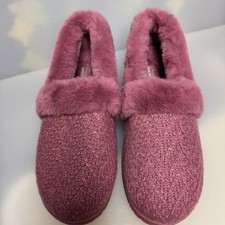 Skechers Women  s Size 8 Pink Memory Foam Slippers w/Faux Fur